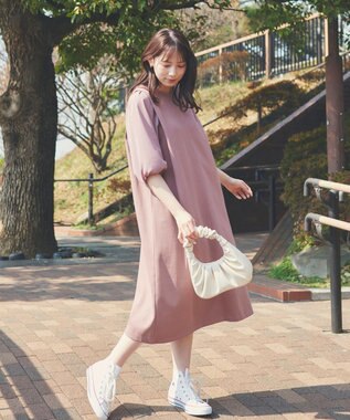 Feroux 【洗える】ジョーゼットコンビポンチ ワンピース キャメル系