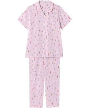 Wing パジャマ 綿100%(本体) 楊柳素材 高島ちぢみ（R） 3Lまで対応 大きいサイズ 5分袖 半袖 長ズボン レディース EP8047 ウイング／ワコール