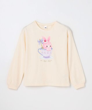 ANY KIDS アニマルモチーフ長袖Tシャツ エクリュ×うさぎ