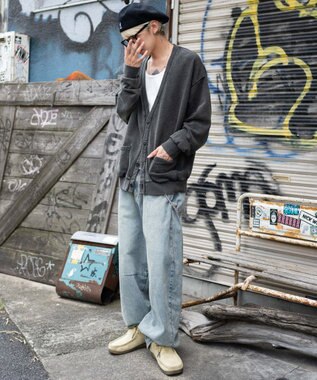 WEGO 【ユニセックス着用ITEM】ケミカルスウェットカーディガン ブラック