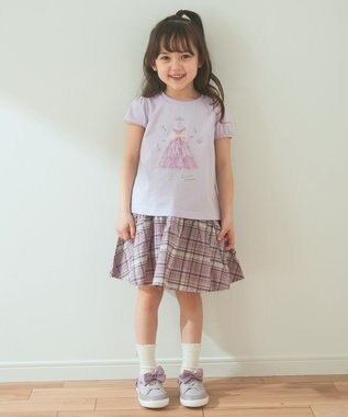 ANY KIDS 総柄スカパン ピンク系×チェック