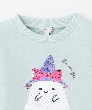 ANY KIDS ミラクルスパンコールトレーナー ミント（おばけ×魔女ネコ）