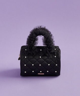 Maison de FLEUR チュールハンドルラインストーンボストンバッグ