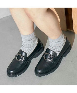 ing <ing>リングビット厚底ローファー ブラック