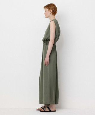 NAVE 【Nave・洗える】ヴィンテージサテン オールインワン カーキ系