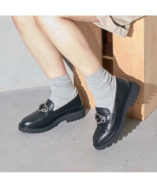 ing <ing>リングビット厚底ローファー ブラック