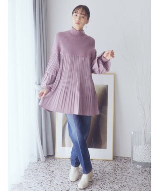 earth music&ecology プリーツフレアニットチュニック Lavender
