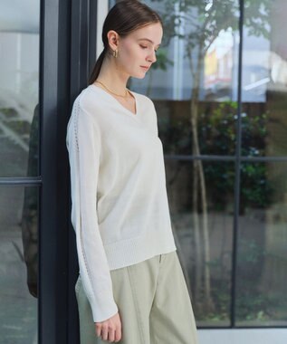 BEIGE， ARSENOPY / コットンドライタッチ Vネックニット