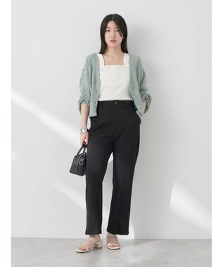 earth music&ecology 透かし編みテープヤーンカーディガン Pink