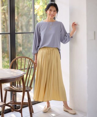 ANY L 【洗濯機可】ジャガード袖ねじりプルオーバー サックス