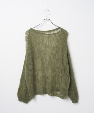 WEGO モヘアライクニットプルオーバー グリーン