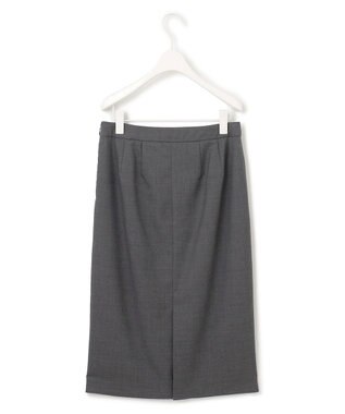 ICB L 【セットアップ対応】ウールストレッチ タイトスカート チャコール系