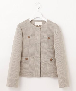 自由区 【洗える】ライトカラミノーカラー ジャケット カーキミックス