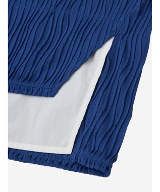 Green Parks カットジャガード裾ドッキングプルオーバー Blue