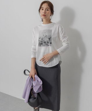 組曲 【加藤ローサさん着用】プリントロング Tシャツ フォトホワイト系9
