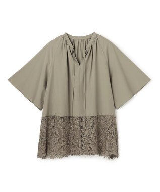 UNFILO レースヘム ギャザーブラウス