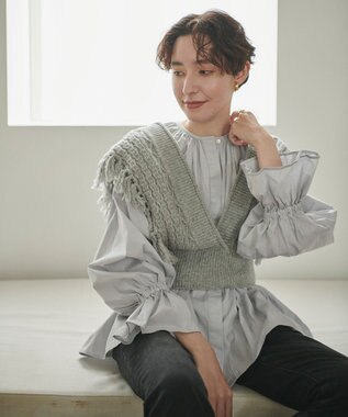 #Newans 【洗える】カシミヤブレンドバルキーデザインニットベスト グレー系