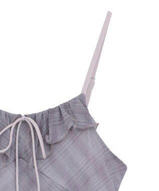 earth music&ecology フロントリボンチェックミニキャミワンピース Check Gray