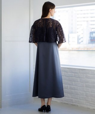 23区 【APPLAUDIR】ブライトフラワーレースコンビ ドレス スレートグレー系