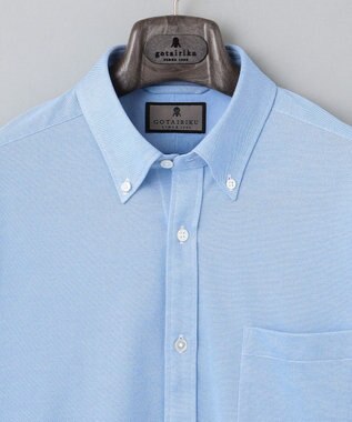 GOTAIRIKU 胸ポケット付にアップデート【吸水速乾/ストレッチ】クールマックス鹿の子 ビズシャツ_ボタンダウン サックスブルー系