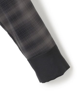 ICB 【洗える】シアーボイル バンドカラーシャツ オンブレーチェック