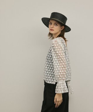 GRACE CONTINENTAL モチーフチュールブラウス ホワイト