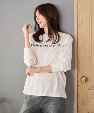 ANY 【洗濯機可】フロッキーロゴロングＴシャツ オフ（ブラックロゴ）