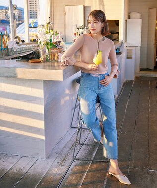 Tiaclasse L 【洗える】袖口フレアリボンニットカーディガン ピンク