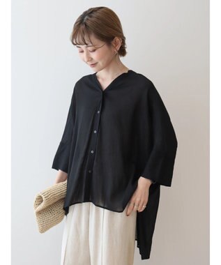 AMERICAN HOLIC バックギャザーＶネックシアーシャツ Black