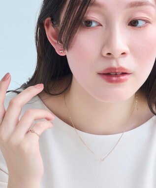 Phoebe 【金属アレルギー対応】スリービジューミニハートネックレス シャンパンゴールド