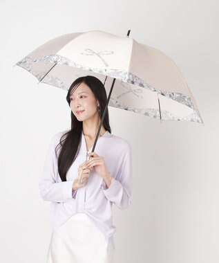 MOONBAT 【耐風傘/ジャンプ傘】ランバン オン ブルー (LANVIN en Bleu) リボン 花柄 長傘 サテンプリント