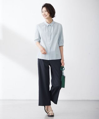 J.PRESS LADIES L 【洗える・イージーケア】ソフトタイプライター セミワイド パンツ ネイビー系