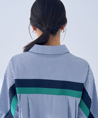 YECCA VECCA リブMIXシャツワンピース Stripe