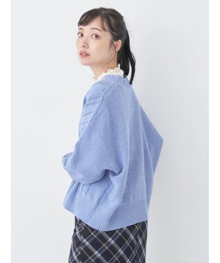 earth music&ecology ベロアモールケーブルカーディガン Blue