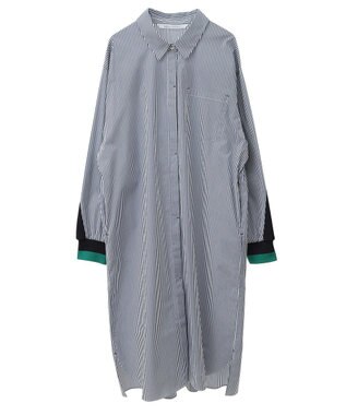 YECCA VECCA リブMIXシャツワンピース Stripe