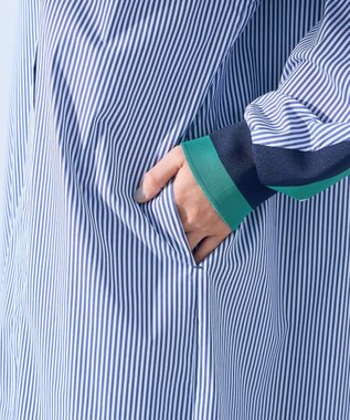 YECCA VECCA リブMIXシャツワンピース Stripe