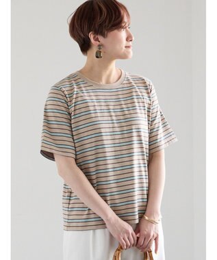 Te chichi マルチボーダーTシャツ ベージュ