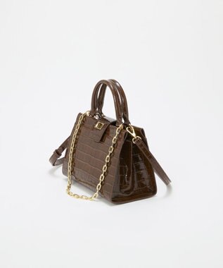 TOPKAPI 【TREASURE TOPKAPI】クロコ エナメル 2way ハンドバッグ ブラウン