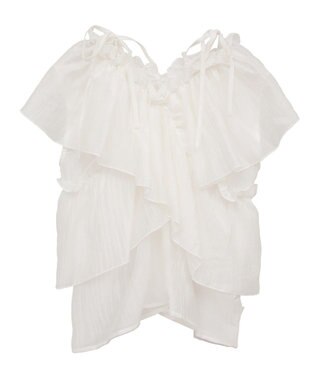 Green Parks マルチＷＡＹオフショルフリルブラウス Off White