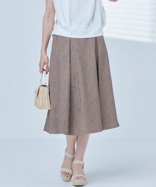 組曲 S 【WEB限定】エアリーフラワージャガード フレアスカート カーキ系