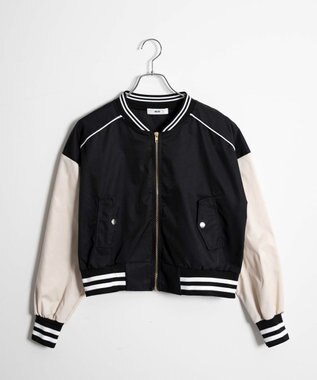 WEGO 配色デザインブルゾン ブラック