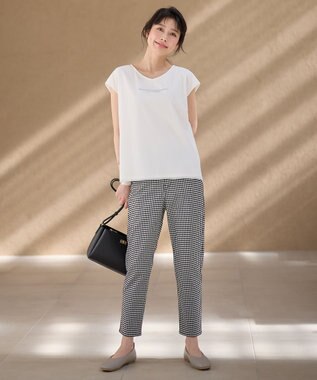 ANY チュールデザインフレンチスリーブTシャツ オフ