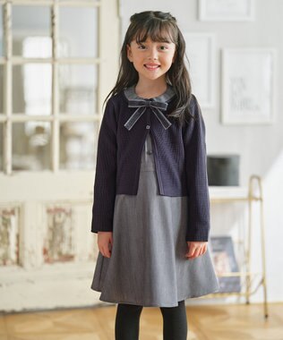 組曲 KIDS 【110-140㎝】 クラシカルグレーワンピース グレー