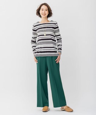 自由区 L 【WEB限定カラーあり/洗える/撥水加工】TRギャバ ワイドクロップドパンツ 【WEB限定】ダークグリーン系