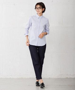 J.PRESS LADIES 【洗える】BASIC STRETCH DENIM ストレート パンツ ネイビー系