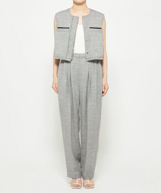 uncrave リネンライクツイル ジレブラウス グレー