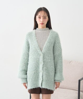 earth music&ecology 【予約】カラーミックスシャギーカーディガン ミント