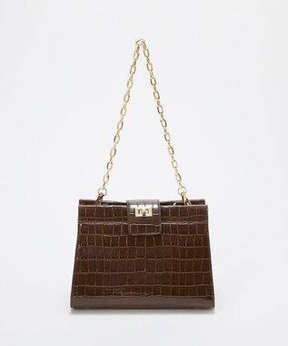 TOPKAPI 【TREASURE TOPKAPI】クロコ エナメル 2way ハンドバッグ ブラウン
