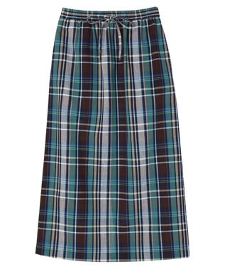 Green Parks 綿麻混イージータイトスカート Check Brown