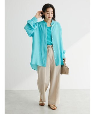 Green Parks 綿麻混イージーワイドパンツ Light Beige